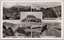 Wales Snowdon Summit Cairn Llyn Padarn Crib Goch England UK RPPC Postcard H72