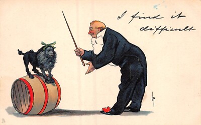POSTCARD  COMIC  WRITE AWAY  I FIND IT DIFFICULT PERFORMING DOG  THEME THACKERAY