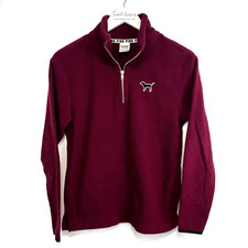 Victorias Secret PINK Fleece Track Jacket Burgundy Purple Long Sleeve 1/4 Zip XS