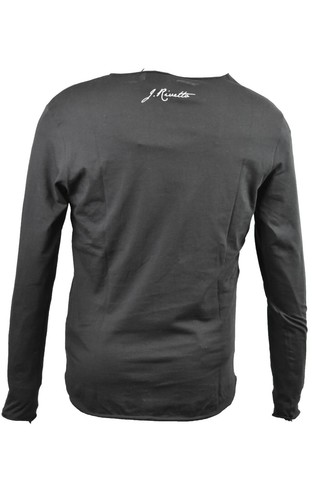 t shirt uomo a manica lunga maglietta elasticizzata cotone bianca nera s m l xl - Foto 14 di 24