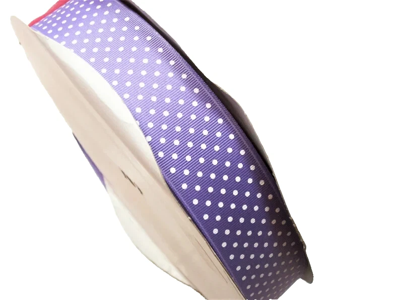 Cinta de grosgrain de punto de confeti púrpura 1 1/2" de ancho x 10 yardas blanco lila B40 Foto 2 de 4