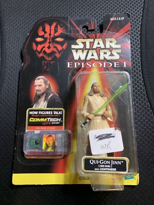 Hasbro Star Wars Episode 1 Qui-Gon Jinn Jedi Duel 4'' Figur mit Lichtschwert 1998 b
