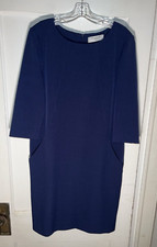 MM Lafleur Etsuko Dress Sheath Academia Career Preppy Navy Blue Size 16. d773