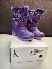 New DREAM PAIRS Ducko Purple Girls Faux Fur-Lined Ankle Winter Snow Boots Size 8