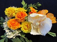 Vtg Millinery Flower Collection Ecru Orange Anemone w/Zinnia 1/2-4" German H3424