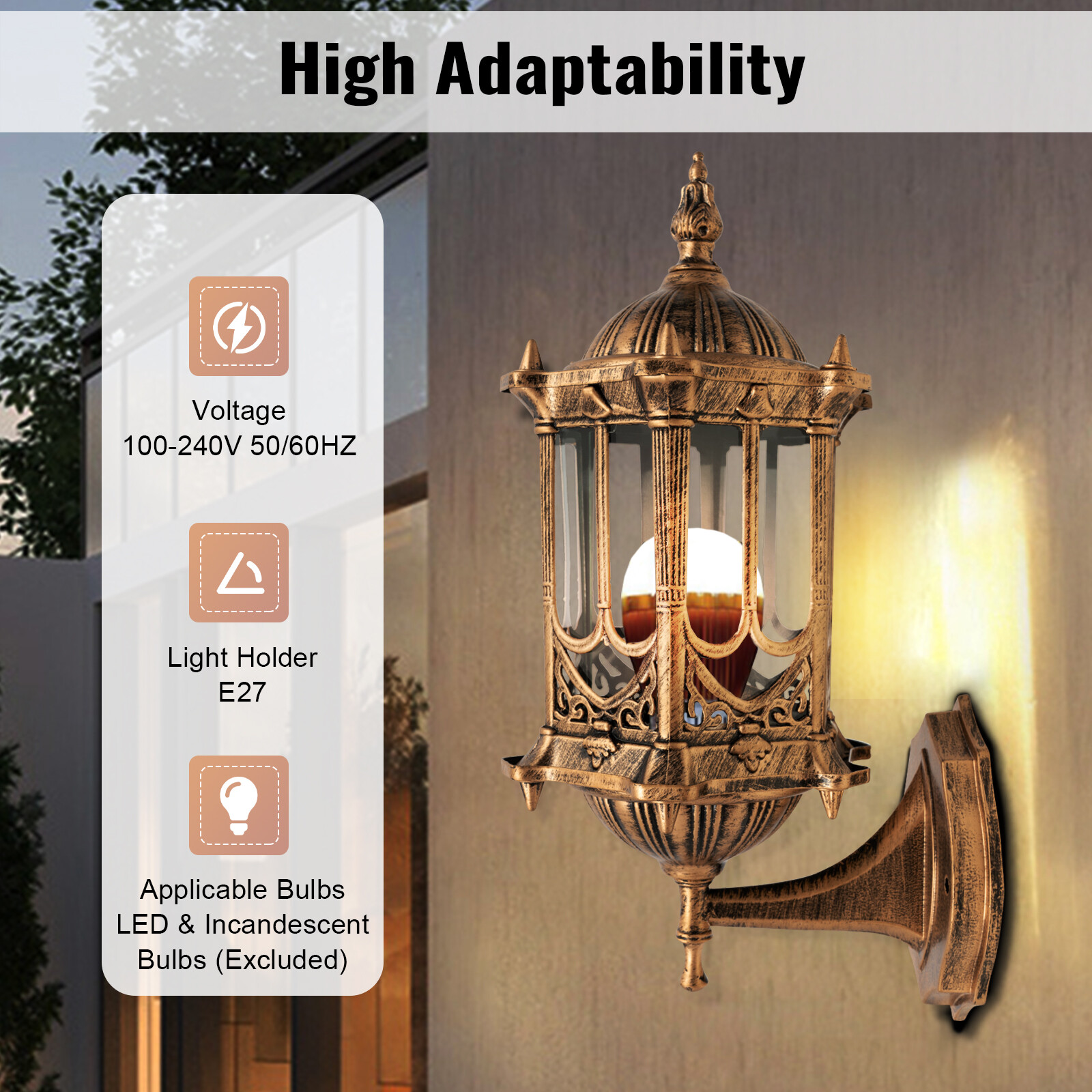 Wall Light Fixture Outdoor Exterior Lighting Lantern Lamp Porch Patio Sconce E27