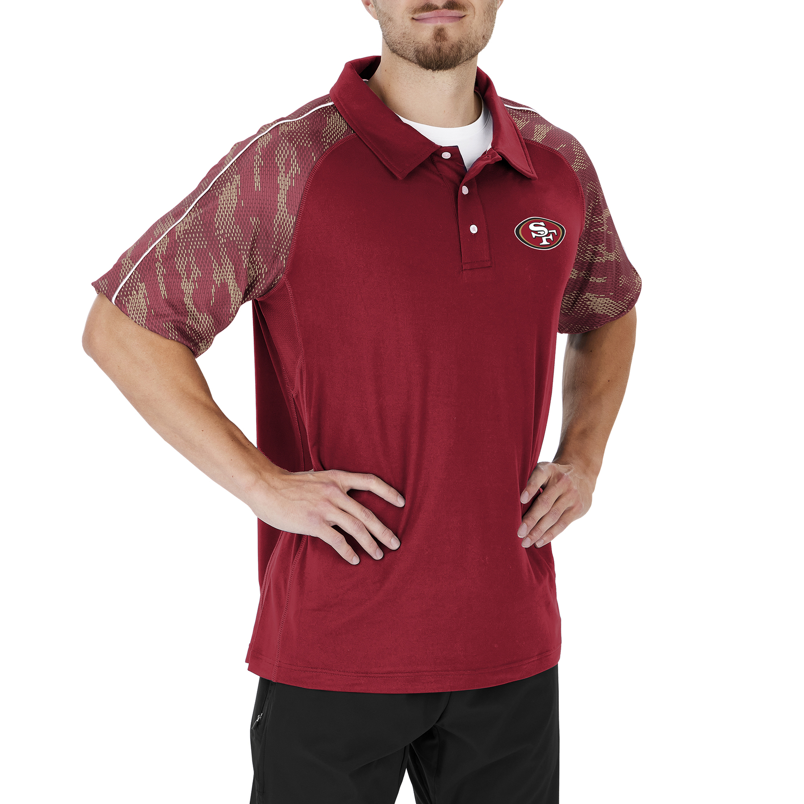 Мужское поло Zubaz NFL San Francisco 49ers Elevated Field Polo с принтом Viper