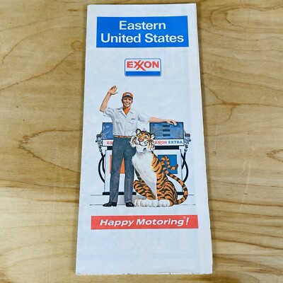 Large Fold Out Travel Map Poster Exxon 1972-1973 Eastern United States