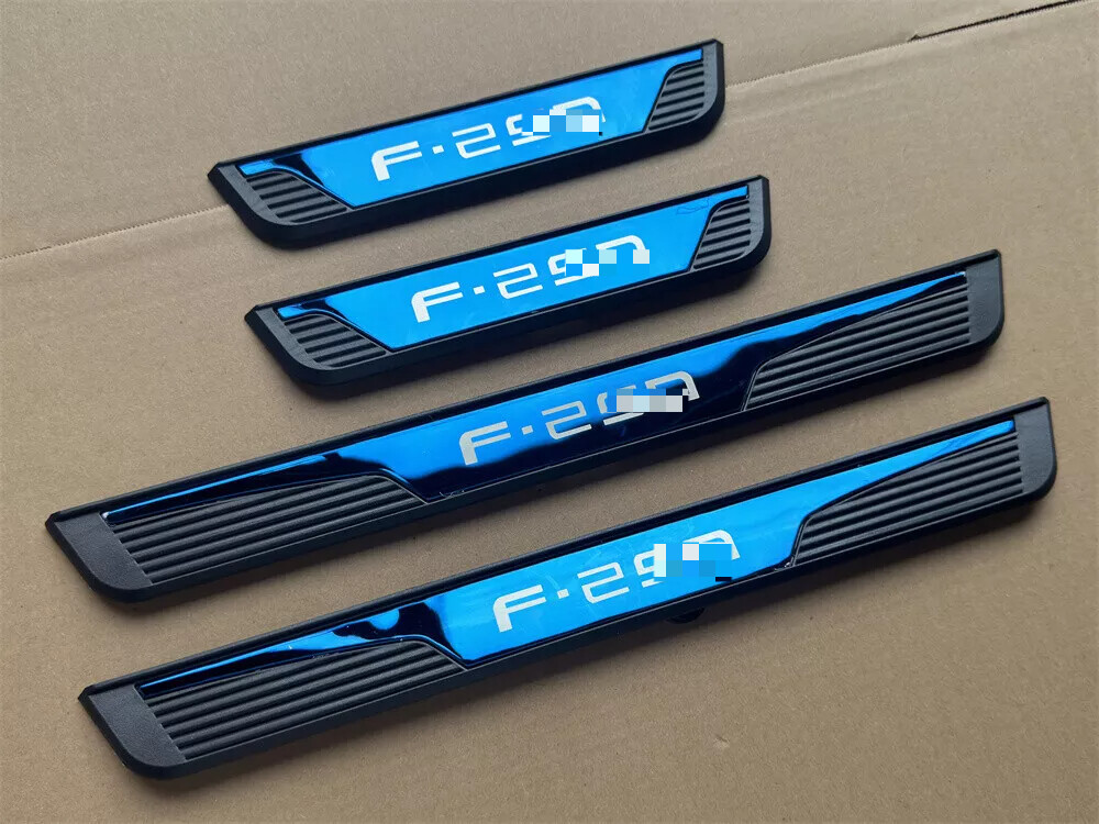 4Pcs Blue Door Scuff Sill Cover Panel Step Protector for F-250 Accessories