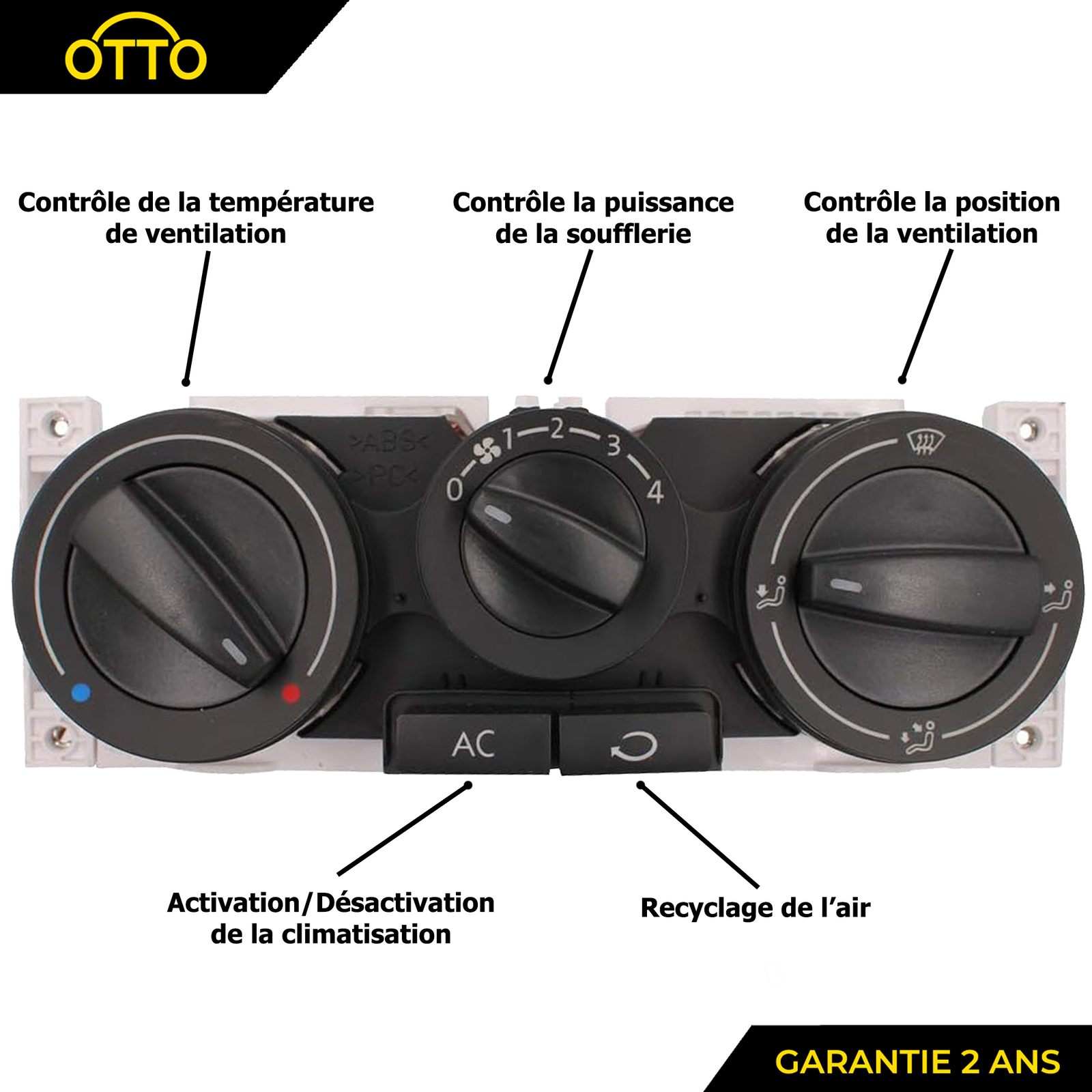 Module de commande de climatisation manuelle pour Golf 4 et Bora