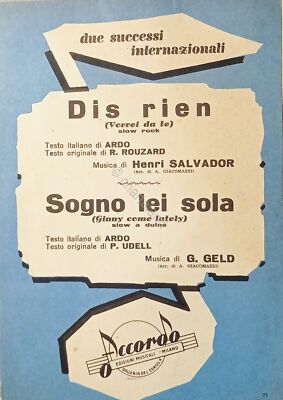 Sheet Music - Dis rien (Slow Rock) - Dream She Alone (Slow a Duine) - 1962