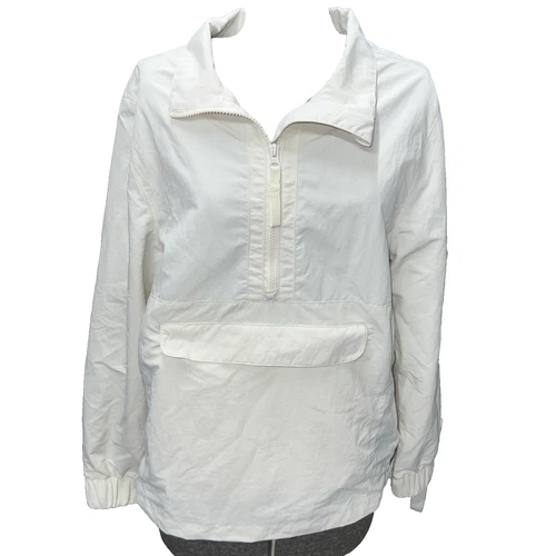 Bearded Goat Men's ¼ Zip Pullover Windbreaker Zippered From Pocket Med Off White - product listing photo
