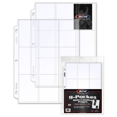 BCW 9-Pocket Side Loading Card Storage Pages PVC/Acid Free BCDPRO9S20