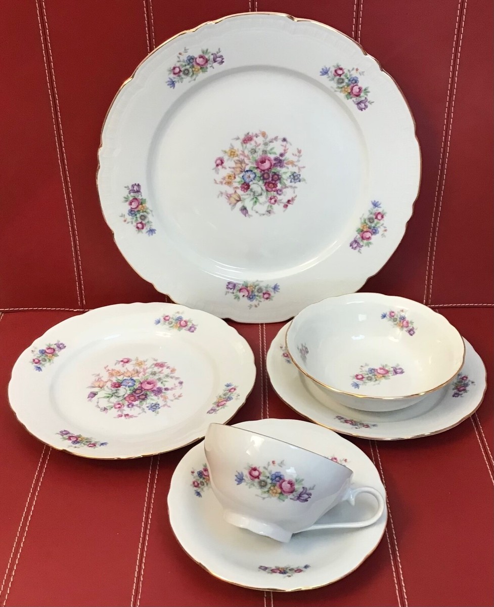 Bohemia Ceramic Czechoslovakia Fine China Bouquet Four 6 Pc. Place