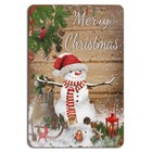 Merry Christmas Snowman Sign - Vintage Kitchen Decor 8x12 Inch Aluminum