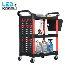 Auto Detailing Cart Car Wash Tool Organizer Utility Trolley with Hooks & Bucket