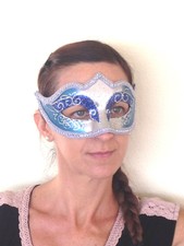 BLUE SILVER VENETIAN MASQUERADE BALL MASK/CARNIVAL/NEW YEAR'S EVE