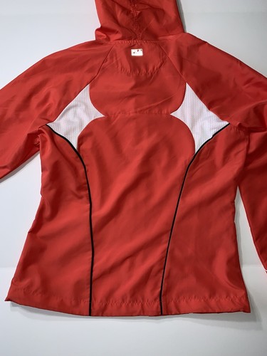 Fila Women Water Repellent Hooded Jacket Lightweight Orange Red Full Zip Size S - Picture 5 of 12