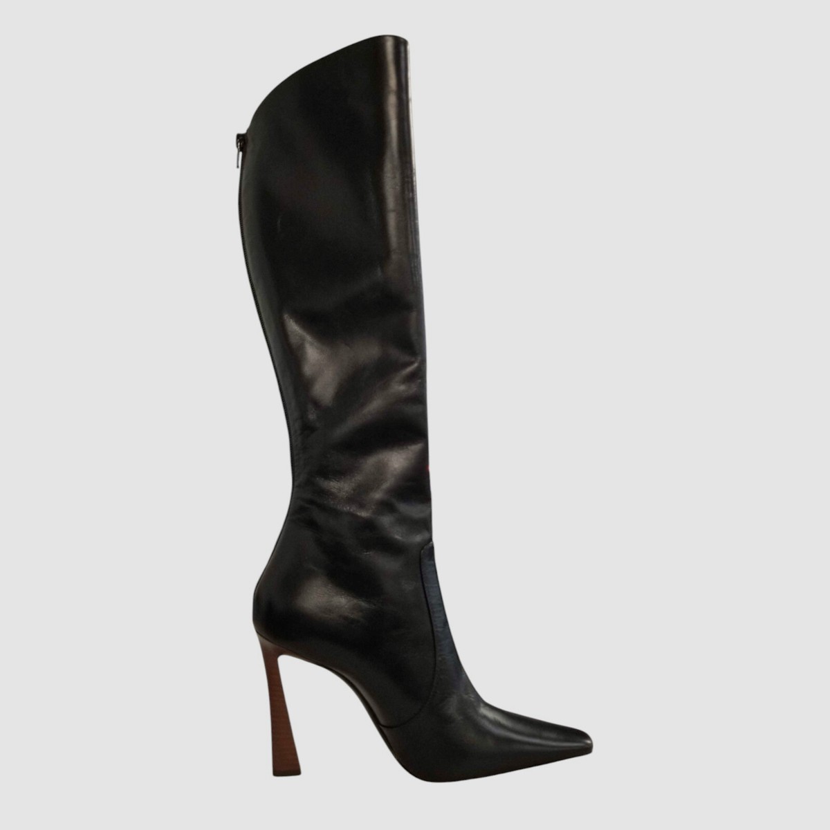 ロングブーツ SAINT LAURENT Saint Laurent Boots Women Leather Black Saint Laurent Women's Black Tom Leather Zip-up Tall Knee