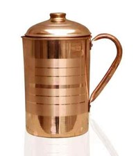 Pure Copper Smooth Water Jug/Copper Pitcher for Ayurveda Health Benefit 100% NEW