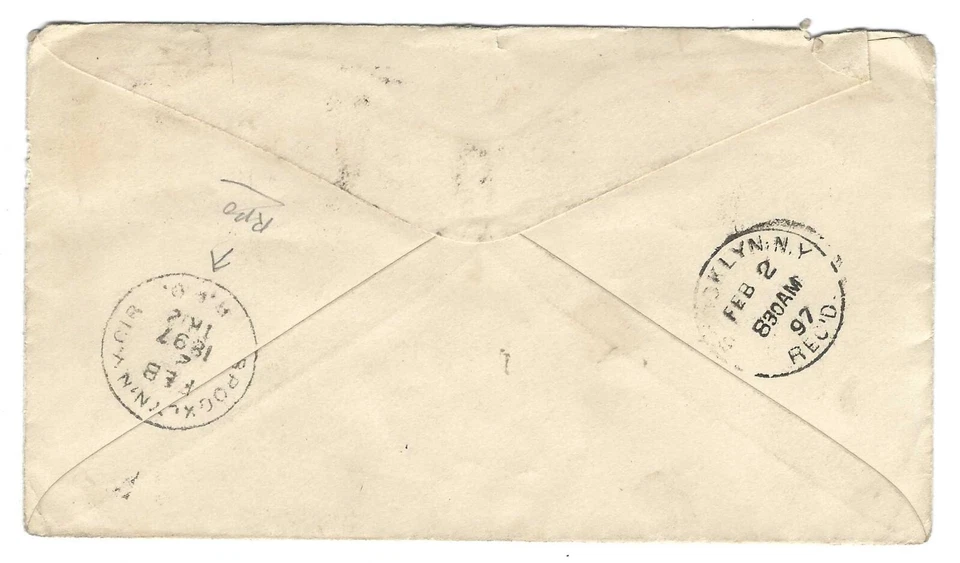 US 1897 ADVERTISING GRAND HOTEL JANESEVILLE WIS. RPO WITH CANCELS WHITNEY POINT - Image 2 of 2