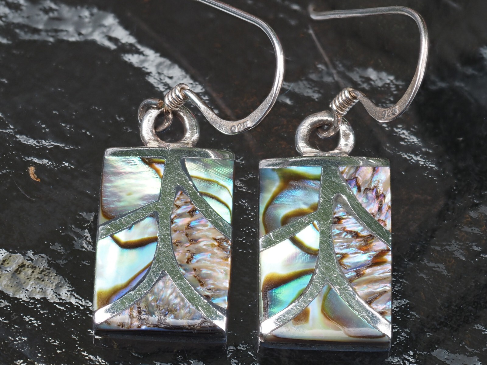 Sterling Silver Abalone Shell Earrings E51
