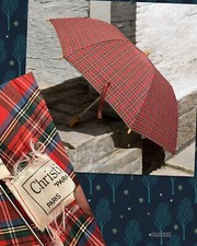 Beautiful Rare Vintage Christian Dior Red Tartan Plaid Umbrella