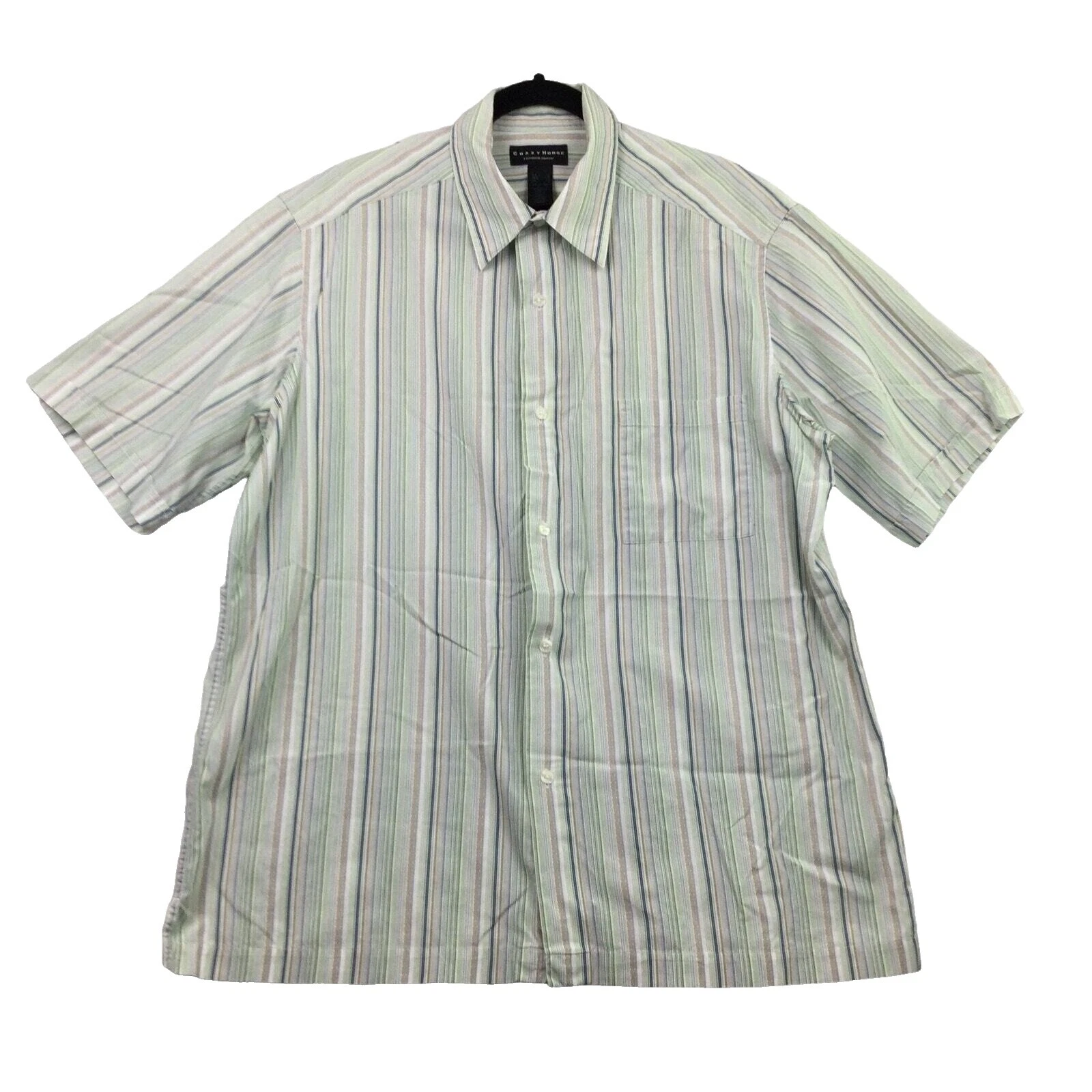 Crazy Horse Cotton Short Sleeve Casual Button-Down Shirts for Men