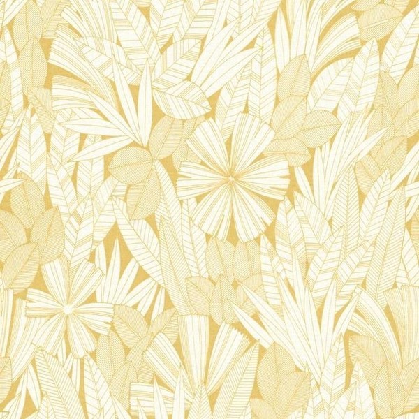 FD26343_ Happy Banane Blatt Golden Gelb Creme Fine Decor Tapete-image
