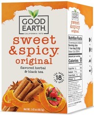 Good Earth, Sweet  Spicy, Herbal Black Tea, Tea Bags, 18 Count