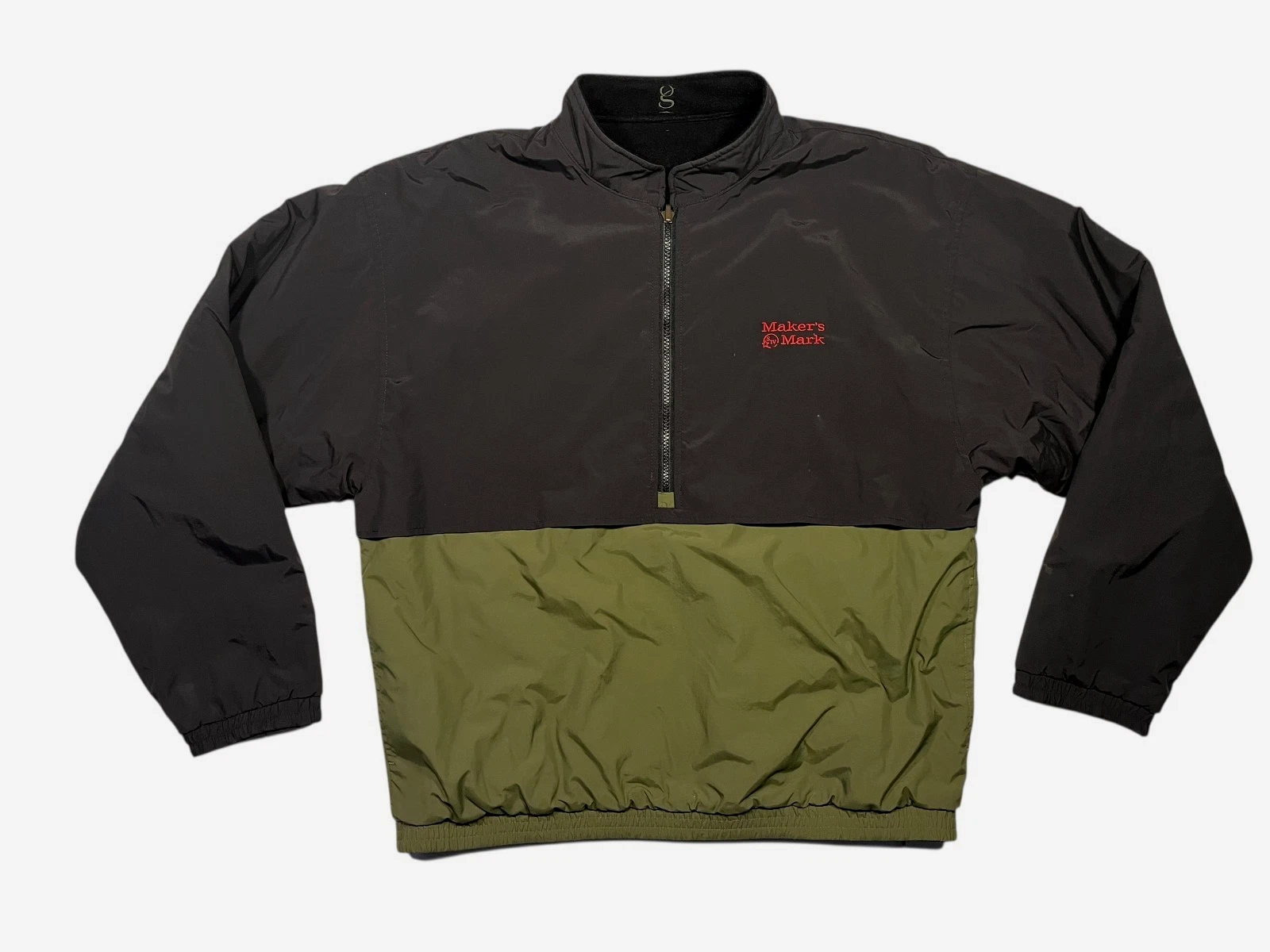 MAKER'S MARK Black/Green Warm FLEECE-LINED JACKET Ski Hike Whiskey Coat Men's M