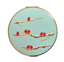 Rare Stratton Red Birds Convertible Powder Compact circa 1960 #300