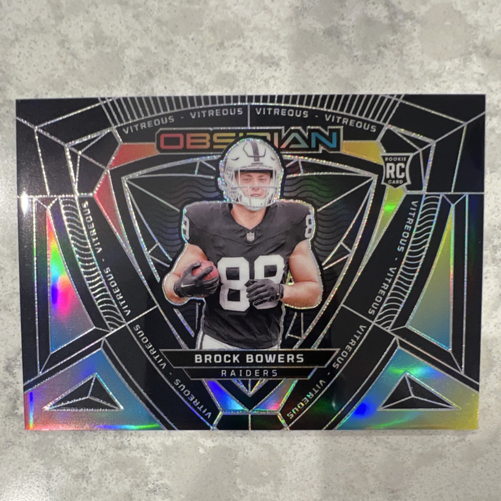 2024 Panini Obsidian Brock Bowers RC Vitreous #8 Case Hit - LV Raiders Holo