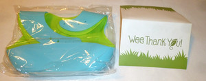 Wee Sprout Silicone Baby Bibs Green & Blue PVA BPA Free Wide pocket adjust snap