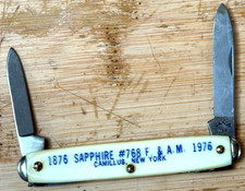 Camco Knife Made in Usa By Camillus Pocket Vintage 1876-1976 Sapphire F.&A.M. NY