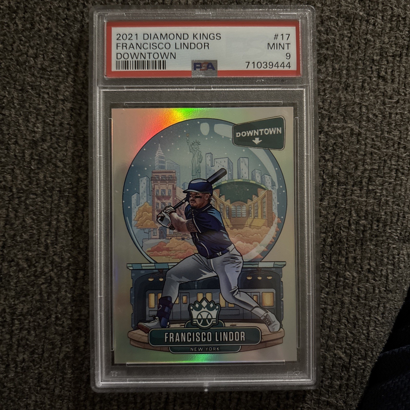 Francisco Lindor 2021 Panini Diamond Kings Downtown #17 PSA 9 NY Mets