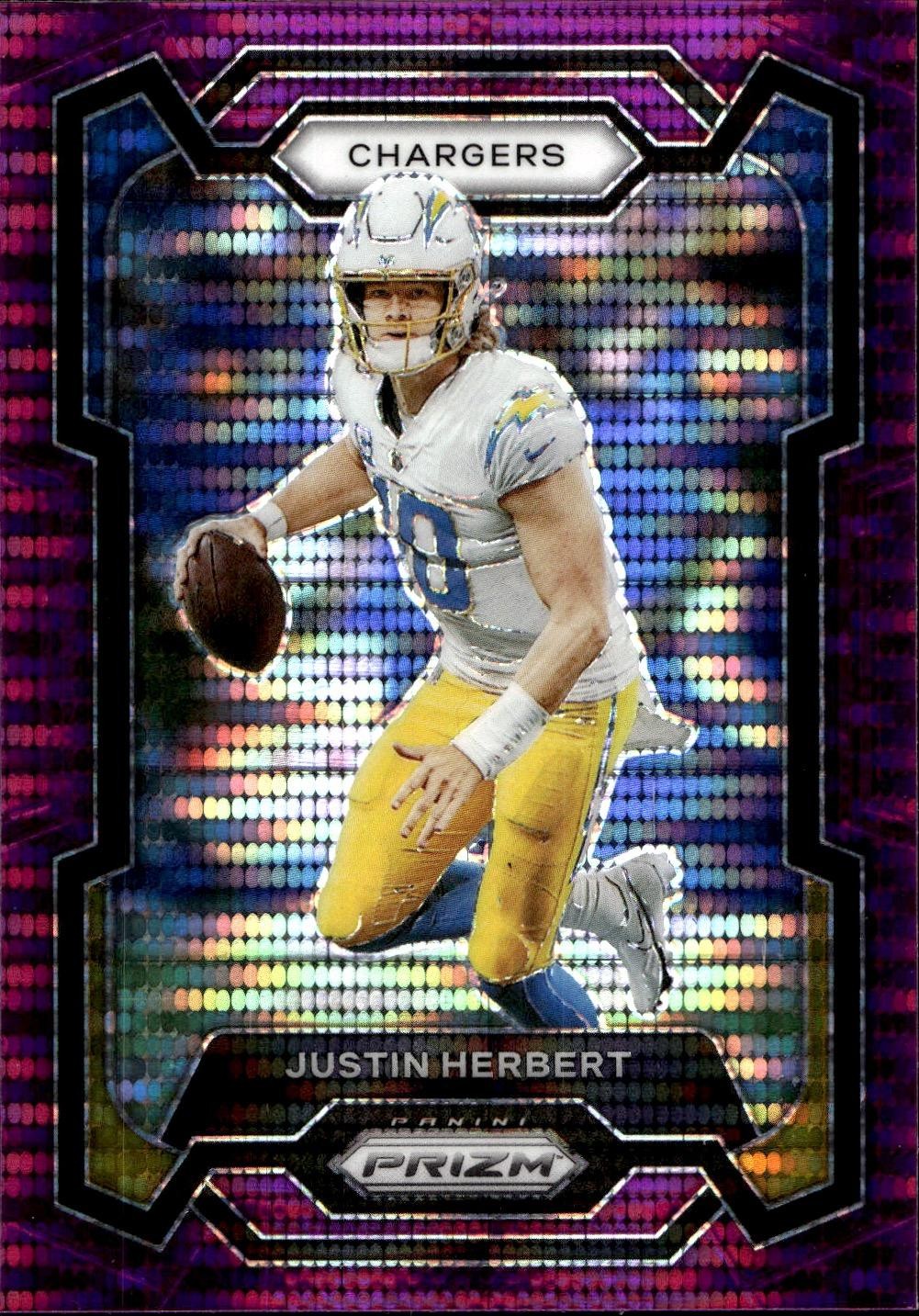 2023 Panini Prizm #158 Justin Herbert Purple Pulsar