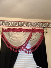 2 Semisheer faux Silk Shiny Waterfall Window Grommet Top Swag Valance 55"X24"V24