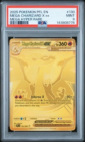 2025 POKEMON PFL EN-PHANTASMAL FLAMES MEGA HYPER RARE MEGA CHARIZARD X EX PSA 9