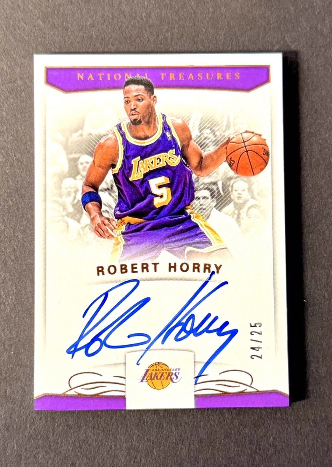Robert Horry 2017-18 Panini National Treasures Auto /25 #24/25 LA Lakers