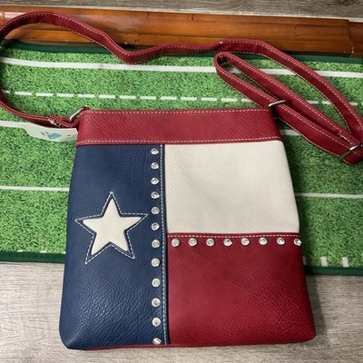 STUDDED AMERICANA ZIP TOP CROSSBODY BAG