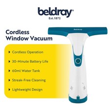 Beldray Cordless Window Vac Rechargeable Vacuum Cleaner Squeegee Blue 60ml 10W