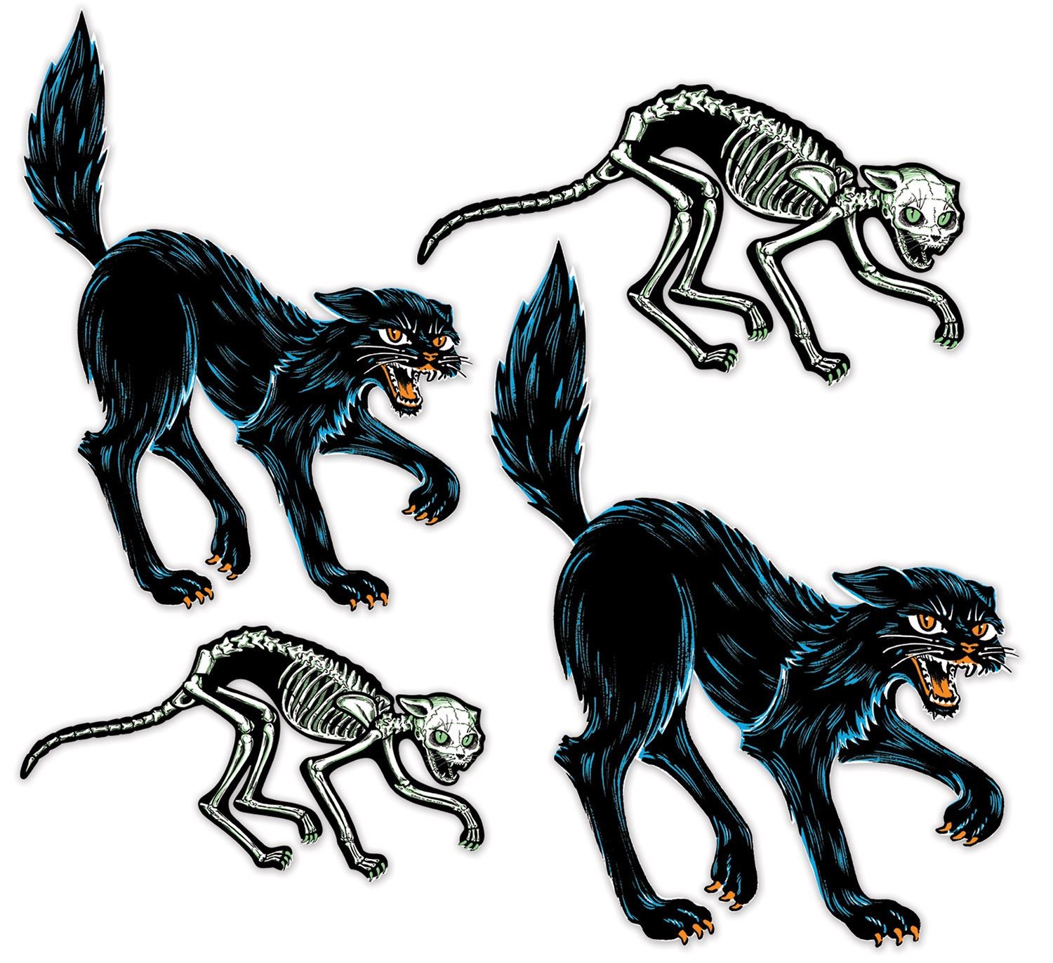 Vintage Halloween Jointed Cat Decorations for Spooky Parties  