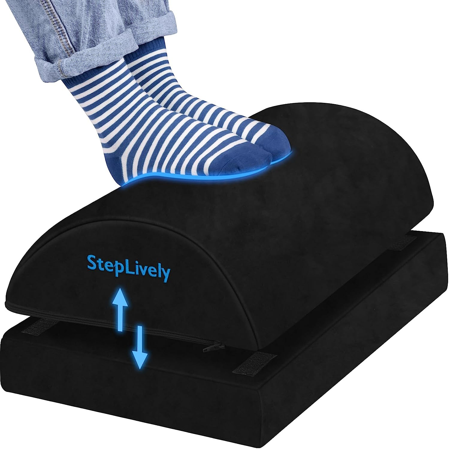 Adjustable Under Desk Foot Rest Ergonomic Office Foam Footstool Cushion Black