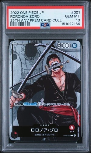 2164 Roronoa Zoro 2022 Japanese One Piece 25th Anniversary OP01-001 Promo PSA 10
