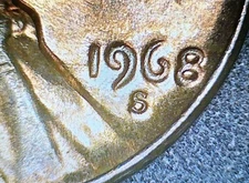 1968 S Lincoln Cent Doubled Die Broadstruck L on Rim Variety Error Red