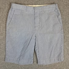 J Crew Crewcuts Boys Seersucker Shorts Size 12 Blue White Striped 8" Adjustable
