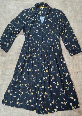 Joules Karis Black Primrose Floral Shirt Dress | Cottagecore Aesthetic | Size 10