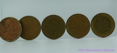 Vintage 5 Pfennig West Germany Coins 1970's Lot of 5
