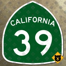 California state route 39 Huntington Beach La Habra Azusa marker road sign 17x18